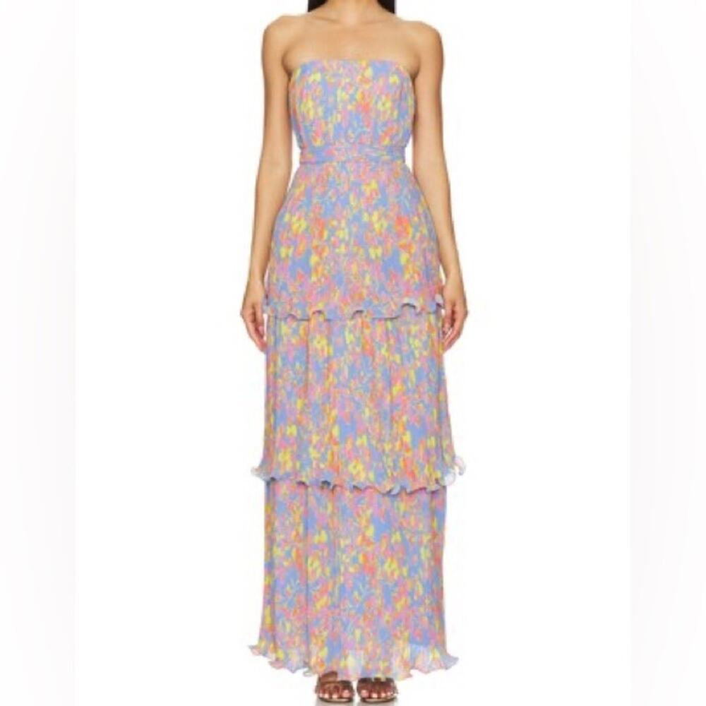 AMUR Laine Tiered Gown Strapless Painted Scaevola Women’s Sz 2